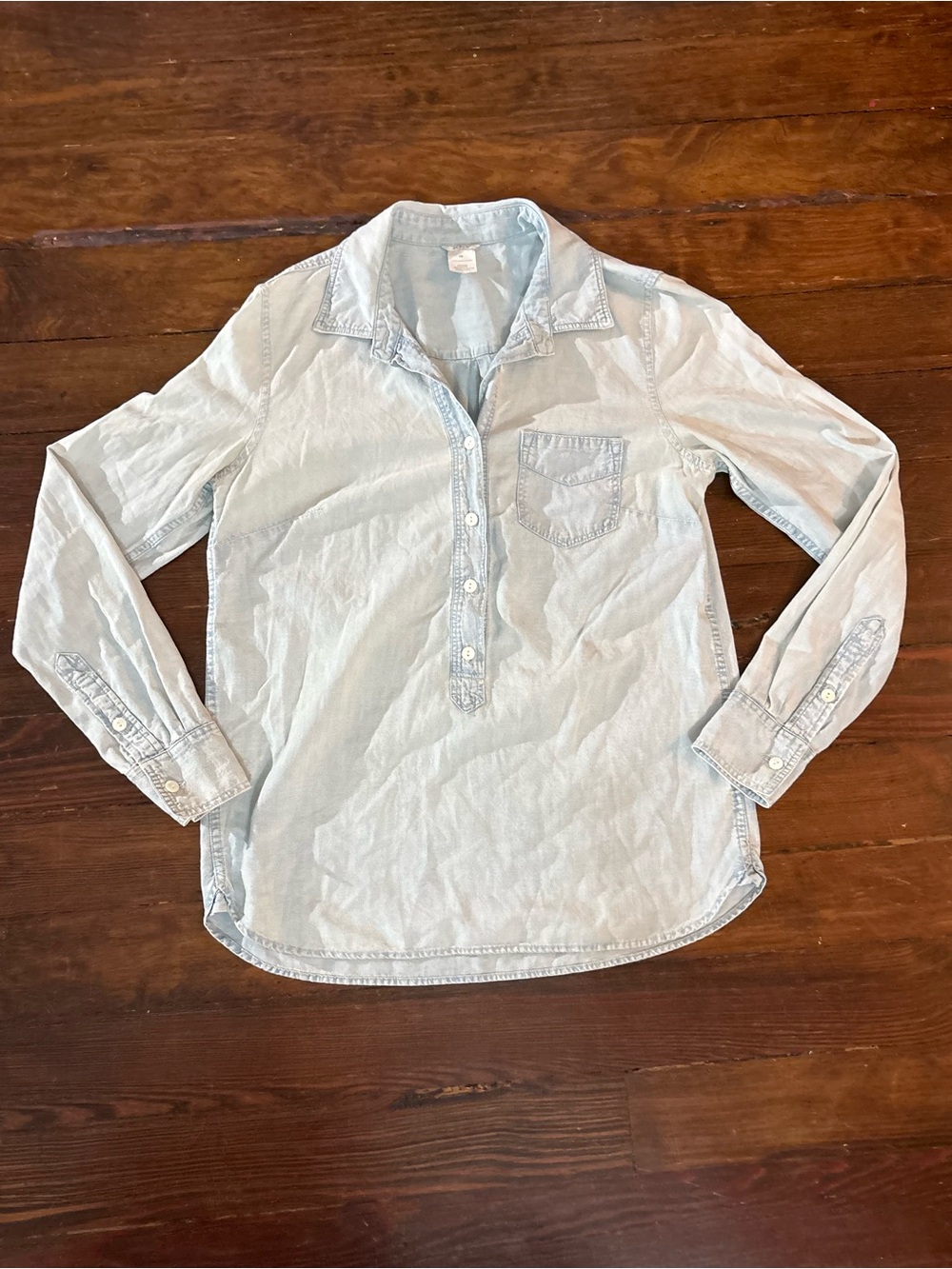 J. Crew pale blue chambray jean denim shirt top size xs
